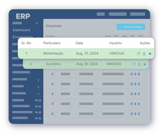 Tela com informações sobre a solução VExpenses